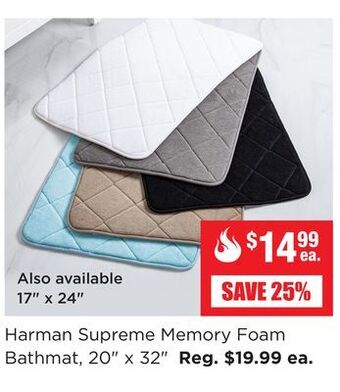 Kitchen Stuff Plus Harman supreme memory foam bathmat, 20 x 32 offer