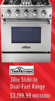 TA Appliances & Barbecues Thor kitchen 30in slide-in dual-fuel range offer