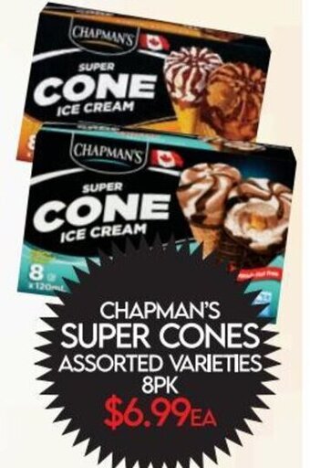 CHAPMAN'S SUPER CONES ASSORTED VARIETIES 8PK