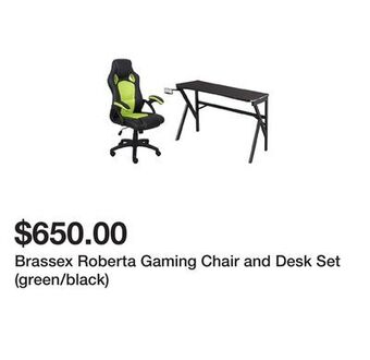 TSC Stores Brassex roberta gaming chair and desk set (green/black) offer