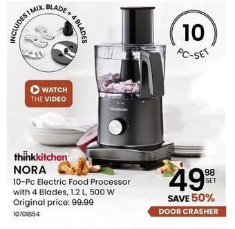 Stokes Nora 10-pc electric food processor with 4 blades, 1.2 l, 500 w offer