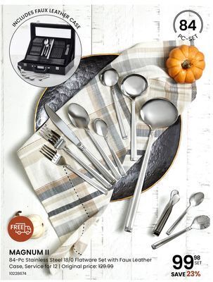 Stokes Magnum ii 84-pc stainless steel 18/0 flatware set with faux leather case offer