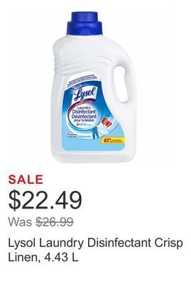 Costco Lysol laundry disinfectant crisp linen, 4.43 l offer