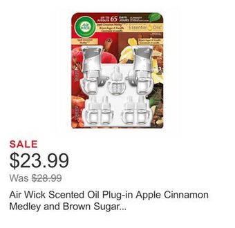 Costco Air wick scented oil plug-in apple cinnamon medley and brown sugar & vanilla, 2 warmers and 7 refills offer
