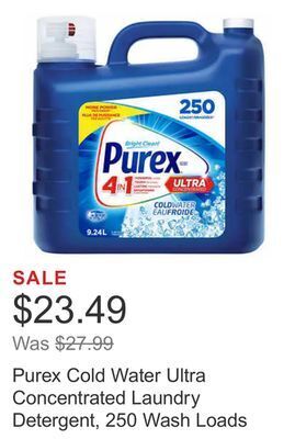 Costco Purex cold water ultra concentrated laundry detergent, 250 wash loads offer