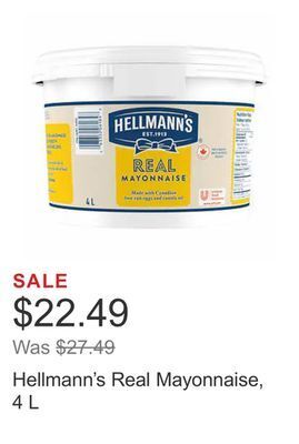 Costco Hellmann's real mayonnaise, 4 l offer