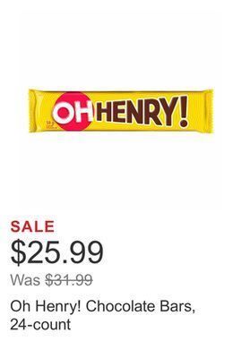 Costco Oh henry! chocolate bars, 24-count offer