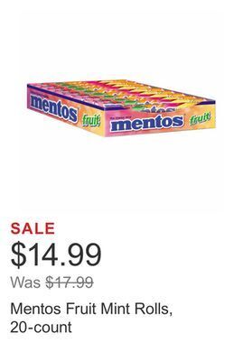 Costco Mentos fruit mint rolls, 20-count offer