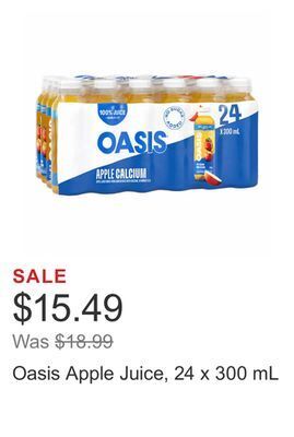 Costco Oasis apple juice, 24 x 300 ml offer