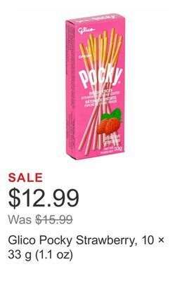 Costco Glico pocky strawberry, 10 × 33 g (1.1 oz) offer