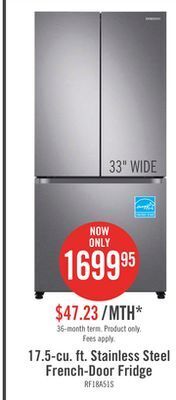 The Brick Samsung 17.5 cu. ft. french-door refrigerator - rf18a5101sr/aa offer