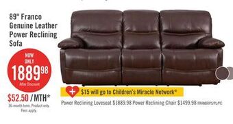 The Brick Franco genuine leather power reclining sofa - brown offer