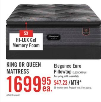 The Brick Beautyrest black signature elegance euro pillowtop king mattress offer