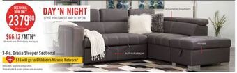 The Brick Drake 3-piece faux suede right-facing sleeper sectional - cement offer