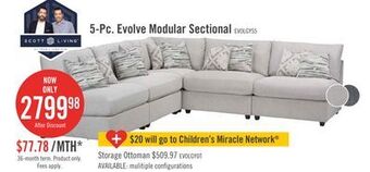 The Brick Evolve linen-look fabric 5-piece modular sectional with 4 armless chairs - light grey offer