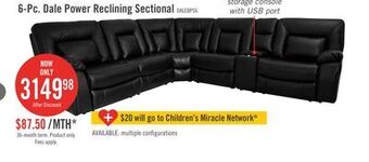The Brick Dale 6-piece leather-look fabric power reclining sectional - black offer
