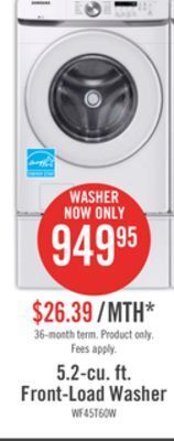 The Brick Samsung 5.2 cu. ft. front-load washer - wf45t6000aw/us offer