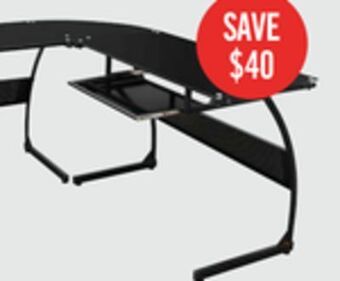 The Brick Cairo l-shape glass desk - black offer