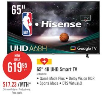 The Brick Hisense 65 a68h series 4k uhd smart google tv offer