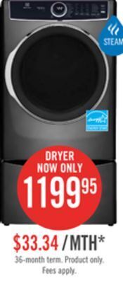 The Brick Electrolux 8 cu. ft. electric dryer - elfe763cat offer