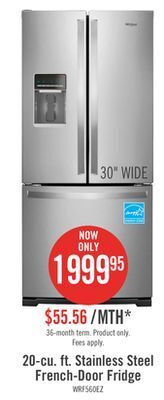 The Brick Whirlpool 20 cu. ft. french-door refrigerator - wrf560sehz offer