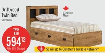 The Brick Driftwood twin mates bed with bookcase headboard offer