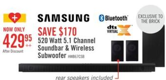 The Brick Samsung soundbar with wireless subwoofer and rear speaker kit - hw-b67c/zc offer