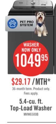 The Brick Maytag 5.4 cu. ft. pet pro top-load washer - mvw6500mbk offer