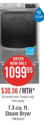 The Brick Maytag 7.3 cu. ft. front-load electric dryer with extra power and steam ymed6630hc offer