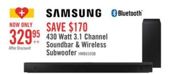 The Brick Samsung 430 w 3.1-channel soundbar with wireless subwoofer - hw-b650/zc offer