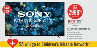 The Brick Sony bravia xr 65 a80l 4k hdr oled smart google tv offer