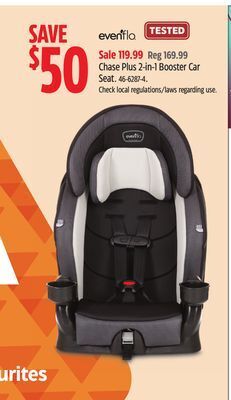 Canadian Tire Evenflo chase plus 2-in-1 booster car seat offer