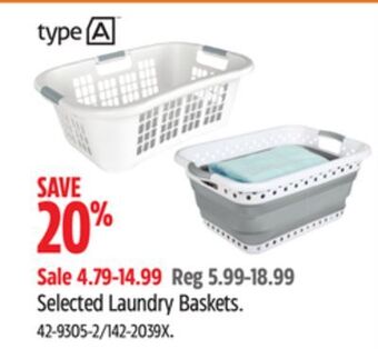 Canadian Tire Selected type a laundry baskets offer