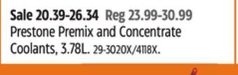 Canadian Tire Prestone premix and concentrate coolants, 3.78l offer