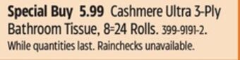 Canadian Tire Cashmere ultra 3-ply bathroom tissue, 8=24 rolls offer