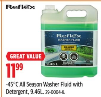 Canadian Tire Reflex -45°c all season washer fluid with detergent, 9.46l offer