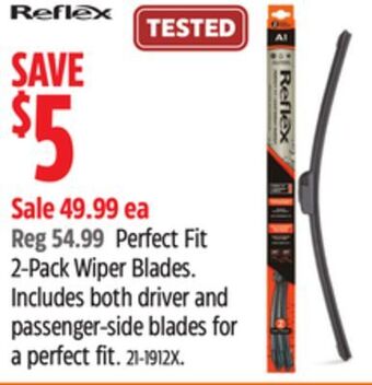 Canadian Tire Reflex perfect fit 2-pack wiper blades offer