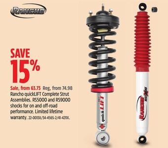 Canadian Tire Rancho quicklift complete strut assemblies offer