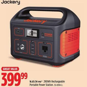 Canadian Tire Jackery 290wh rechargeable portable power station offer
