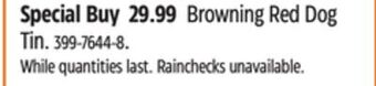 Canadian Tire Browning red dog tin offer