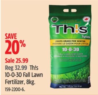 Canadian Tire Th!s 10-0-30 fall lawn fertilizer, 8kg offer