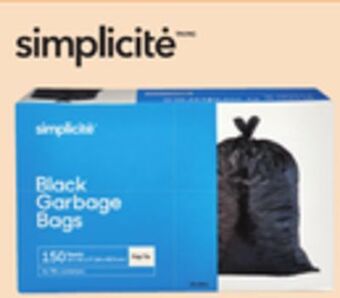 Canadian Tire Simplicité 150-count garbage bags, 75l offer
