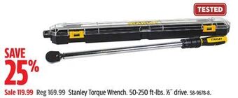 Canadian Tire Stanley torque wrench offer