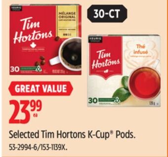 Canadian Tire Selected tim hortons k-cup pods offer