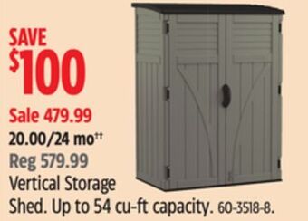 Canadian Tire Suncast vertical storage shed offer