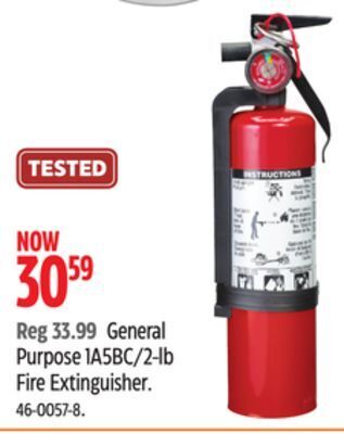 Canadian Tire Garrison general purpose 1a5bc/2-lb fire extinguisher offer