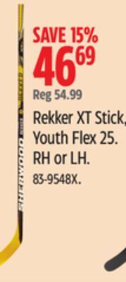 Canadian Tire Sherwood rekker xt stick, youth flex 25 offer