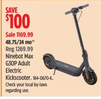 Canadian Tire Segway ninebot max g30p adult electric kickscooter offer