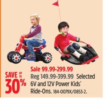 Canadian Tire Rollplay selected 6v and 12v power kids' ride-ons offer