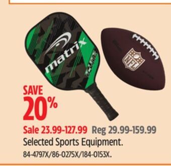 Canadian Tire Matrix selected sports equipment offer